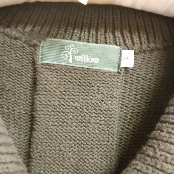 Women's Vintage Willow Boho Long Gray Sweater Coat with Fancy Buttons Large - Picture 3 of 10